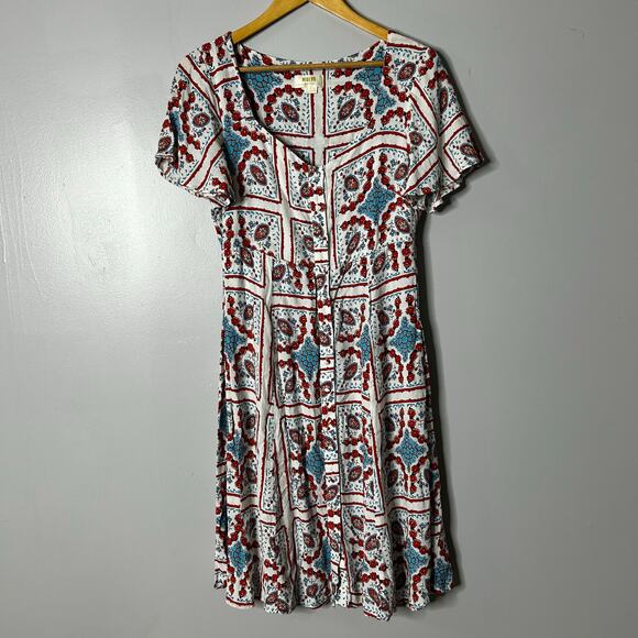 Anthropologie Maeve Praslin Floral Buttondown Dress Women’s 10 Bohemian Pockets - Picture 4 of 11